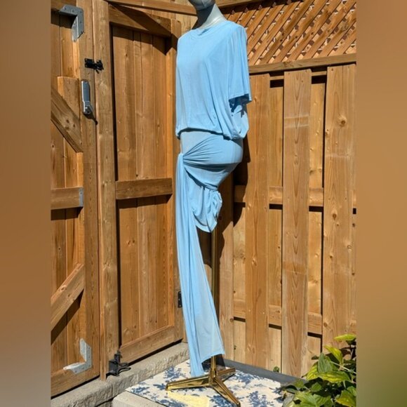 🆕 RAT & BOA 🧿 NWT Freja Slinky Baby Blue Tie-Waist T-Shirt Mini Dress, Sz S - Picture 8 of 15